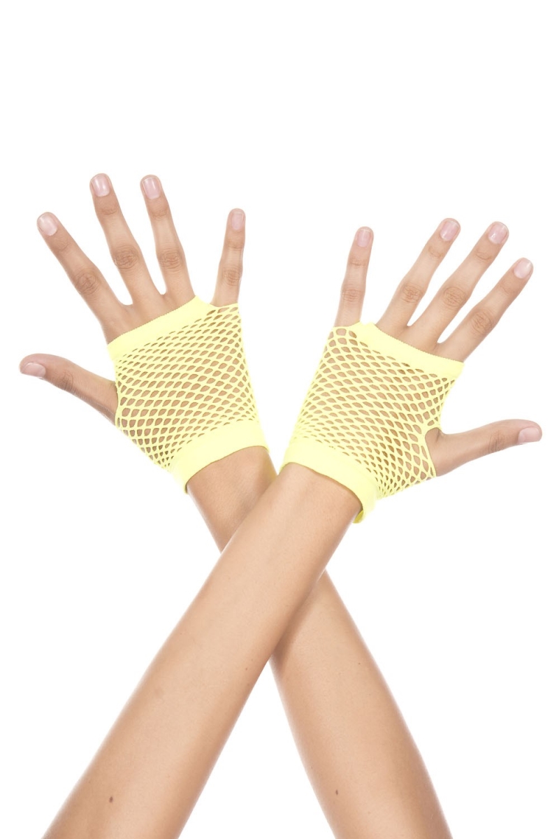 Picture of Music Legs 478-NEONYELLOW Thick Diamond Net Gloves&#44; Neon Yellow