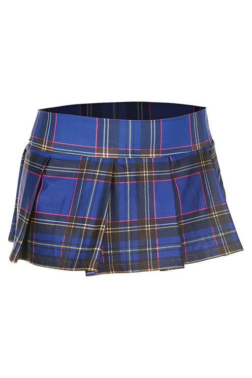 25074-VIOLETPLDM-L Plaid Color Pleated Skirt, Violet - Medium & Large
