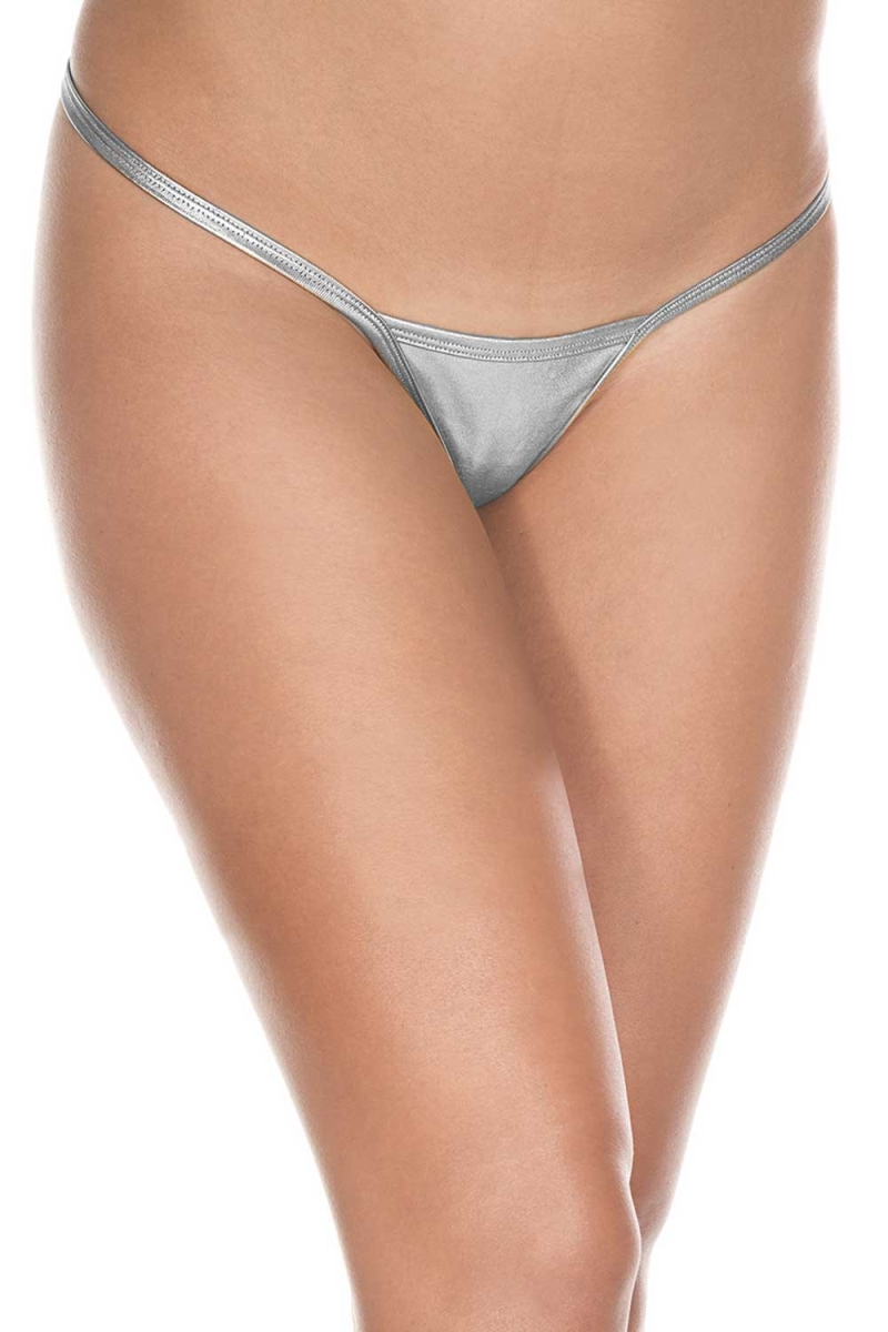 109-SILVER Metallic G-String, Silver