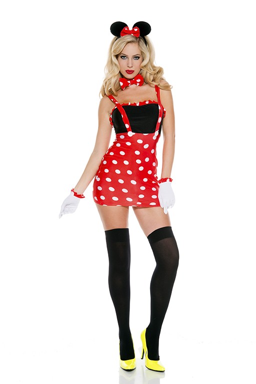 Polka Dot Mini Dress Set - Black & White - Medium & Large - Mouse Ears Included