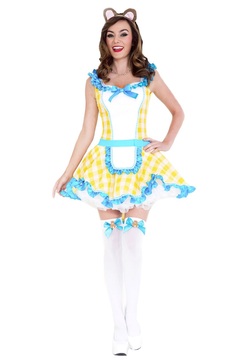 70646-XL 2 Piece Puffy Dress with Attached Apron & Bow with Bear Ears, Extra Large
