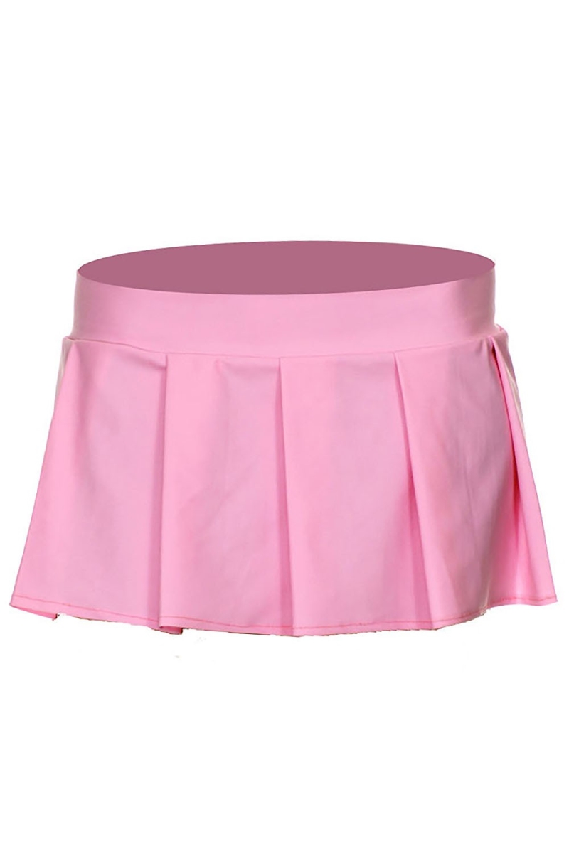 25075-HOTPINKM-L Solid Color Pleated Skirt, Hot Pink - Medium & Large