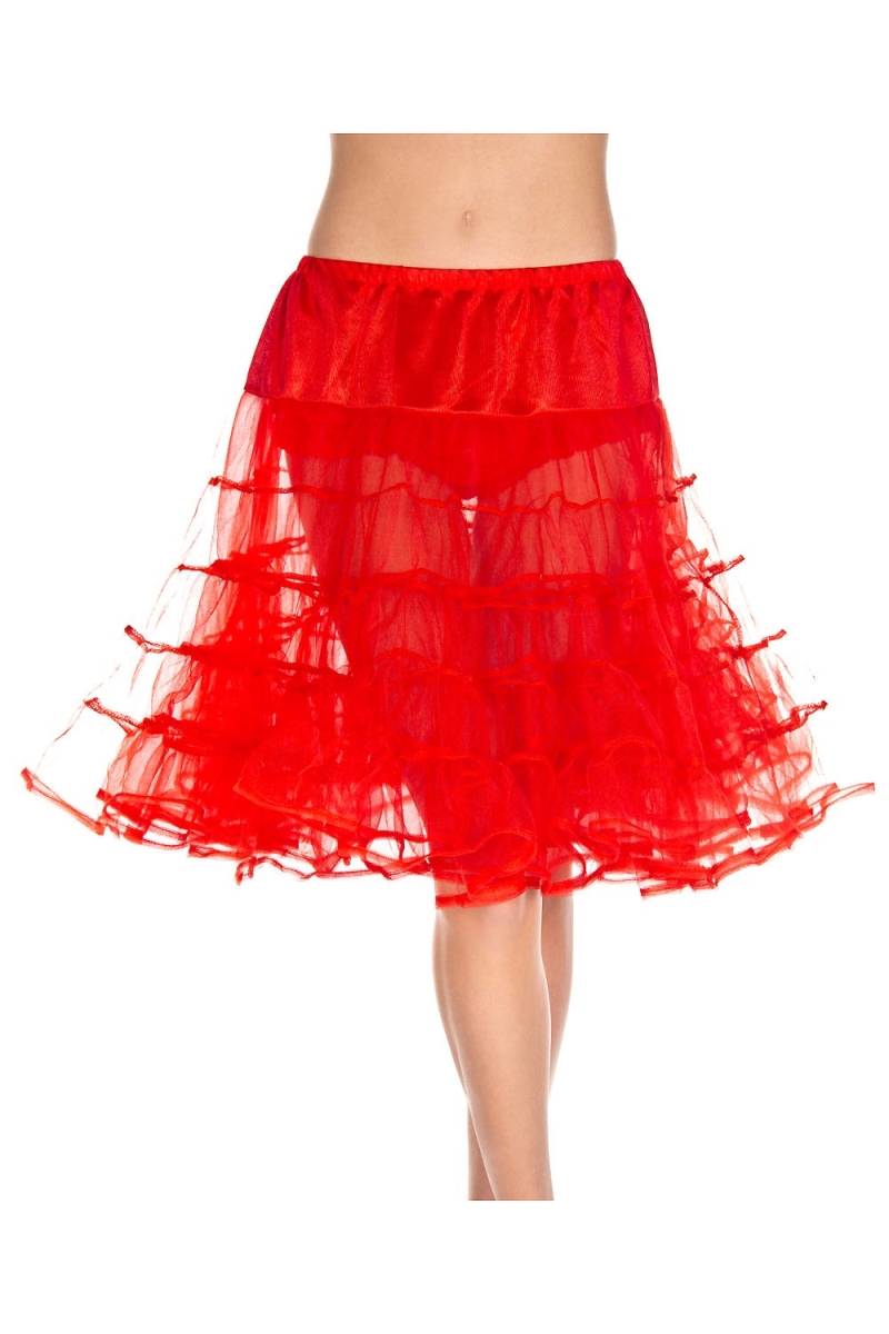 Picture of Music Legs 740-RED Long Layered Petticoat, Red