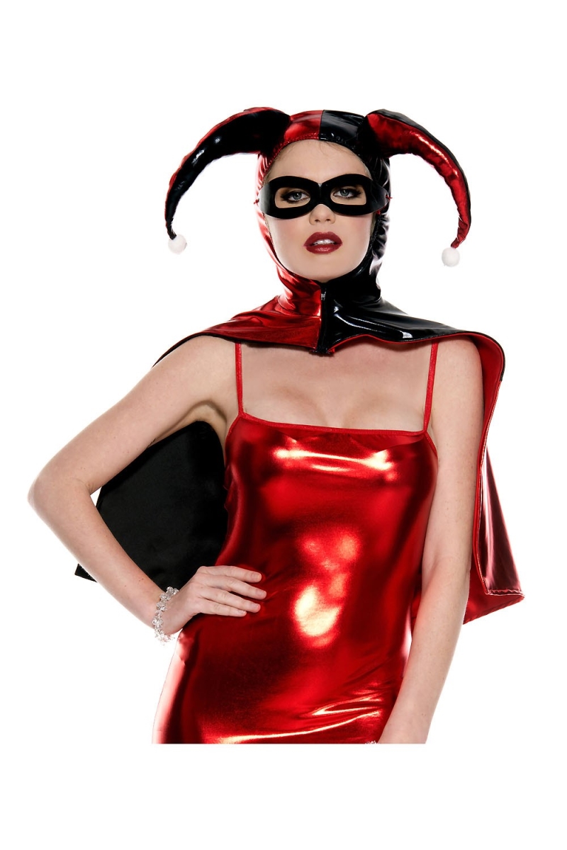 Wet Look Harley Zip Up Cape with Mask Cape