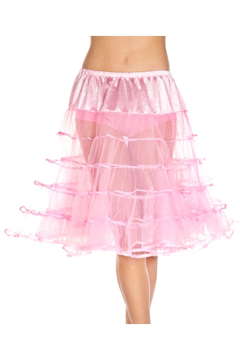 Picture of Music Legs 740-PINK Long Layered Petticoat, Pink