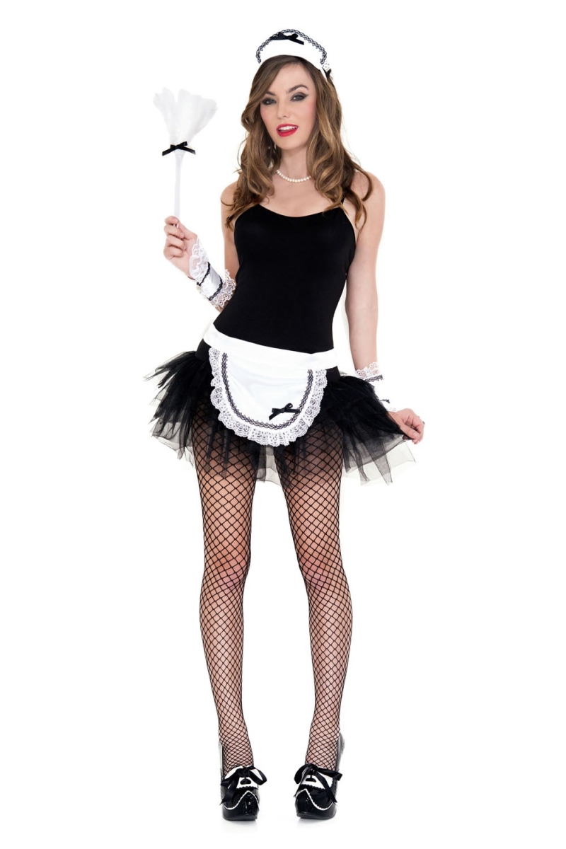 4-Piece Costume Accessory Kit - Black & White - Includes Headpiece Duster & Cuffs
