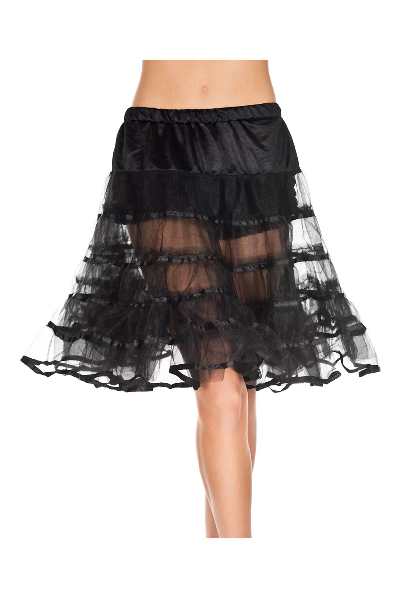 740-BLACK Long Layered Petticoat, Black