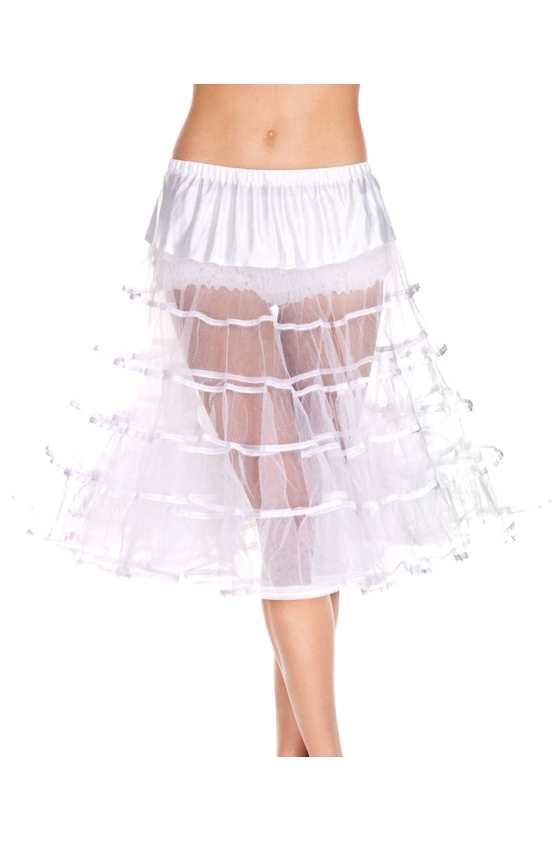 Picture of Music Legs 740-WHITE Long Layered Petticoat, White