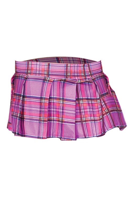25074-LIGHTPPLPLDS-M Plaid Color Pleated Skirt, Small & Medium