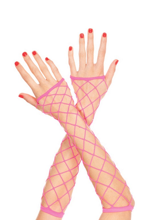 Picture of Music Legs 410-HOTPINK Big Diamond Net Fingerless Arm Warmer, Hot Pink