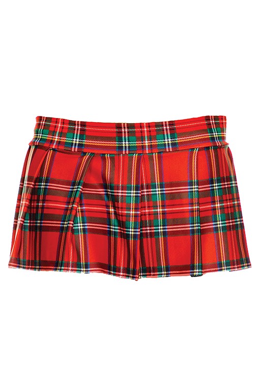 25074-REDPLDM-L Plaid Color Pleated Skirt, Medium & Large