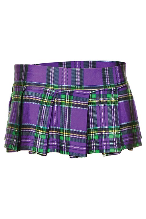 25074 Plaid Pleated Skirt - Purple - Small & Medium - Stylish Design