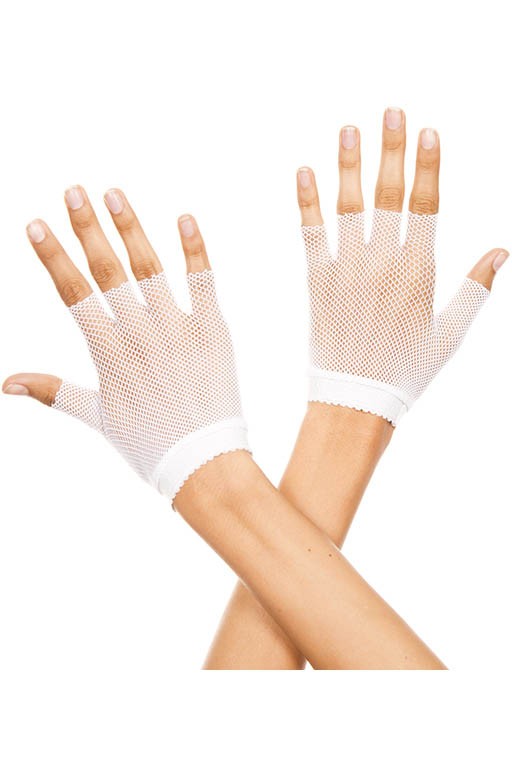 Picture of Music Legs 401-WHITE Fishnet Wrist Length Fingerless Gloves, White