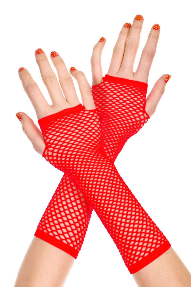 415-RED Thick Mini Diamond Net Arm Warmer, Red
