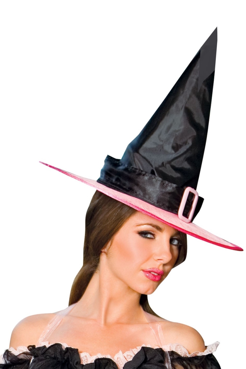 70108-HAT Witch Hat, Black & Pink