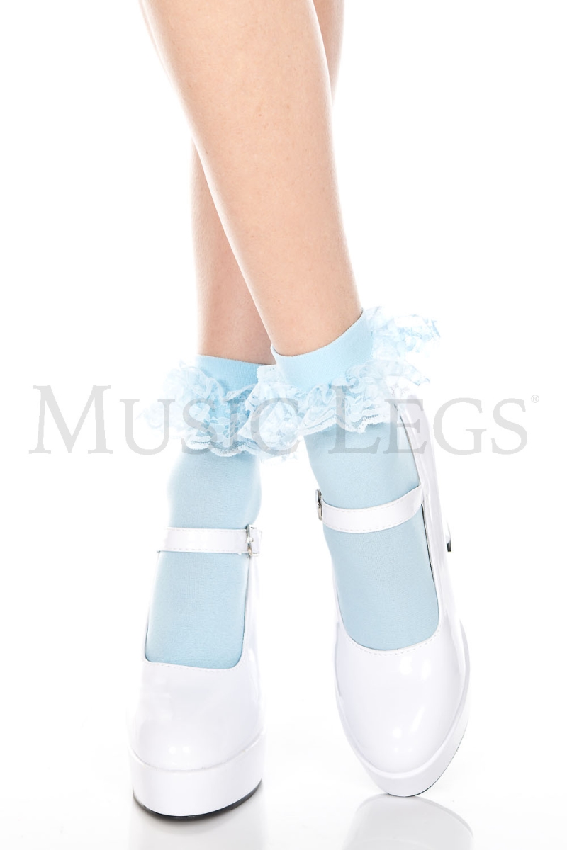 Ankle High with Ruffle Trim - Baby Blue - One Size