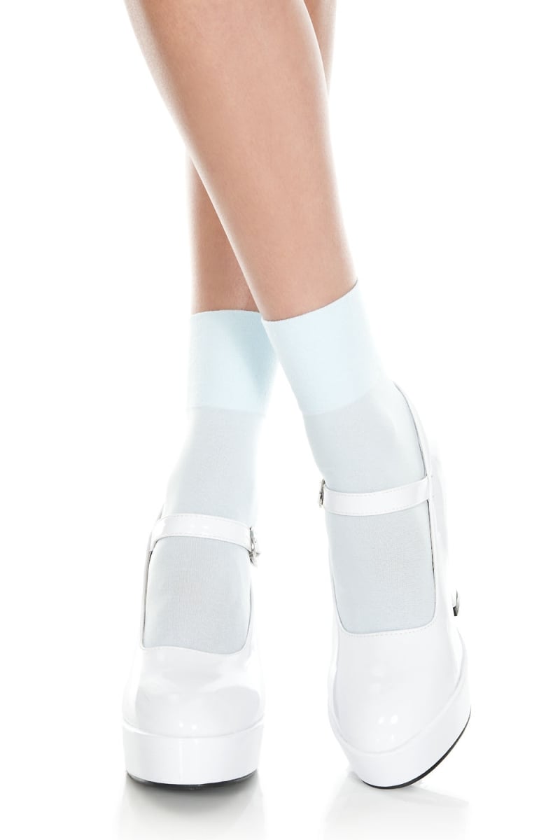 512-BABY BLUE Opaque Anklet Socks - Baby Blue