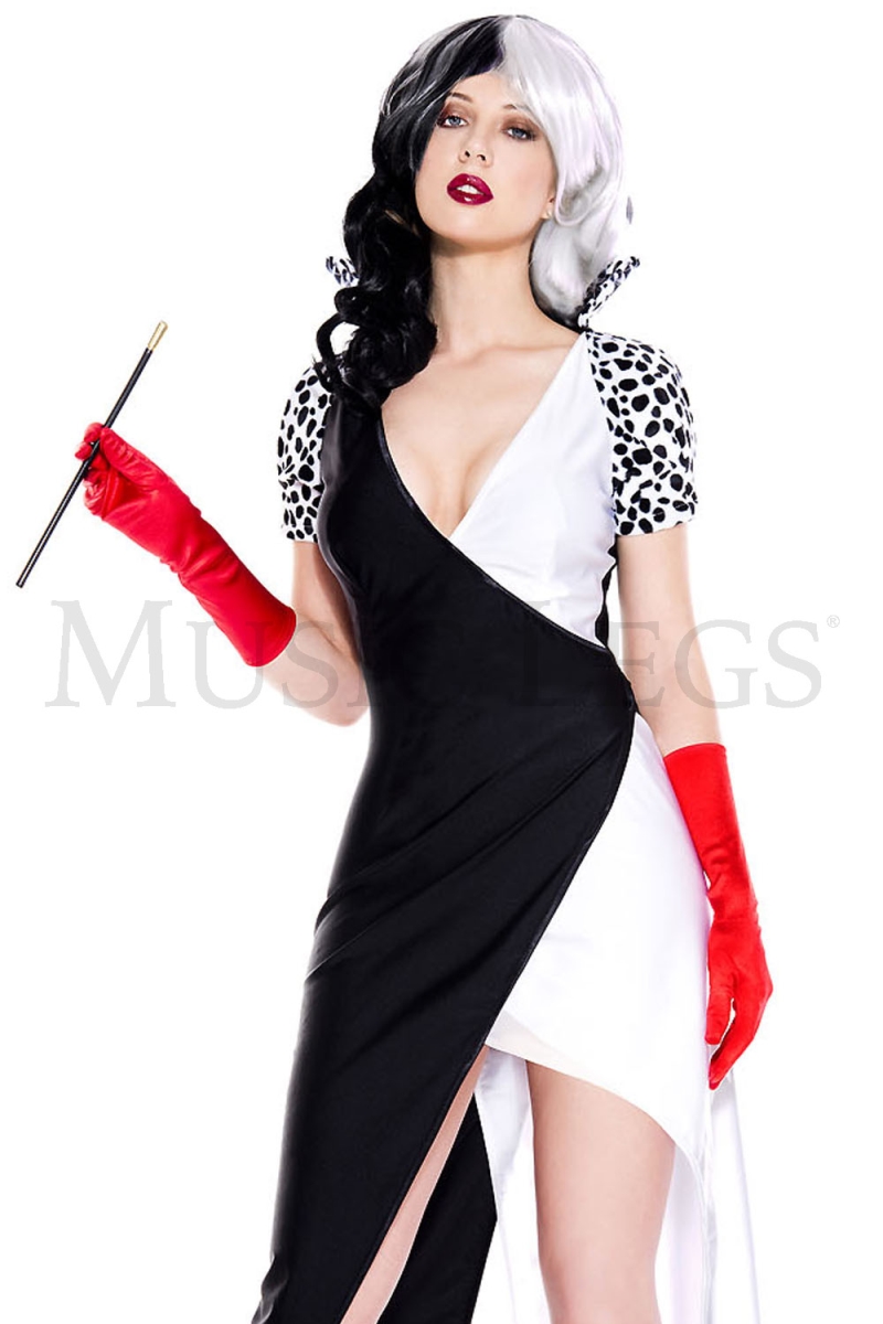 70924-ML Womens Cruel Villain Costume, White, Black & Red - Medium