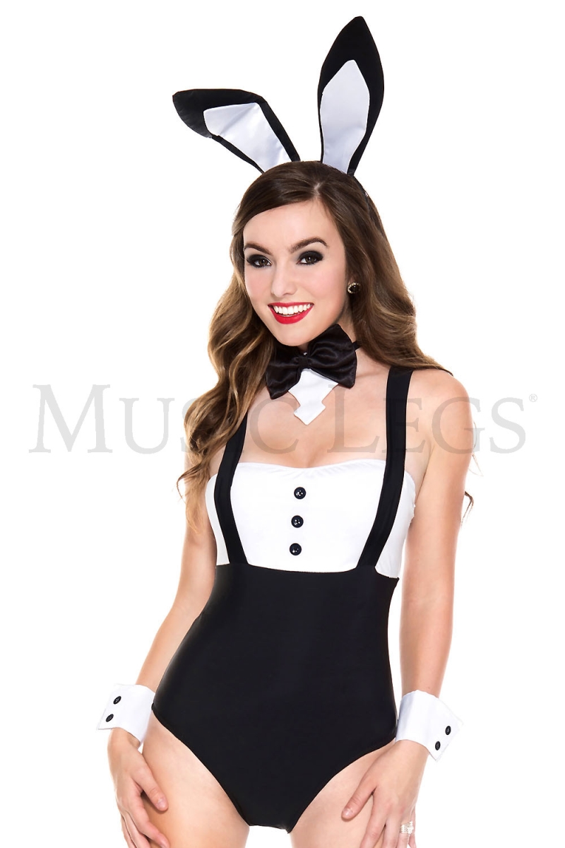 70817 4 Piece Playtime Rabbit Kit with Ears, Bow Tie Cuffs & Plush Tail Accessories - One Size
