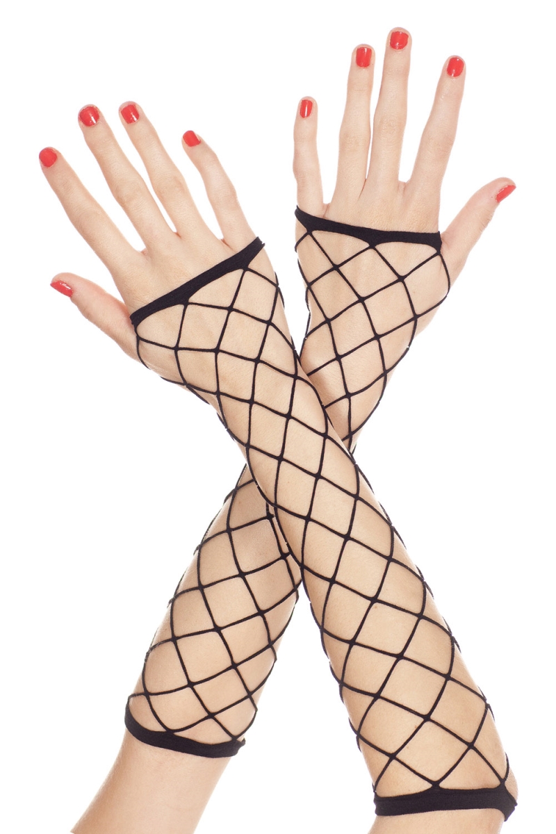 410-BLACK Big Diamond Net Fingerless Arm Warmer - Black