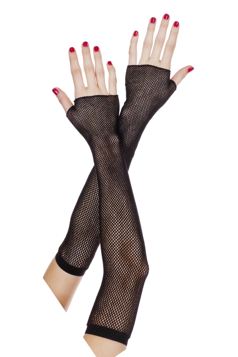 Picture of Music Legs 419-BLACK Fishnet Fingerless Gloves, Black