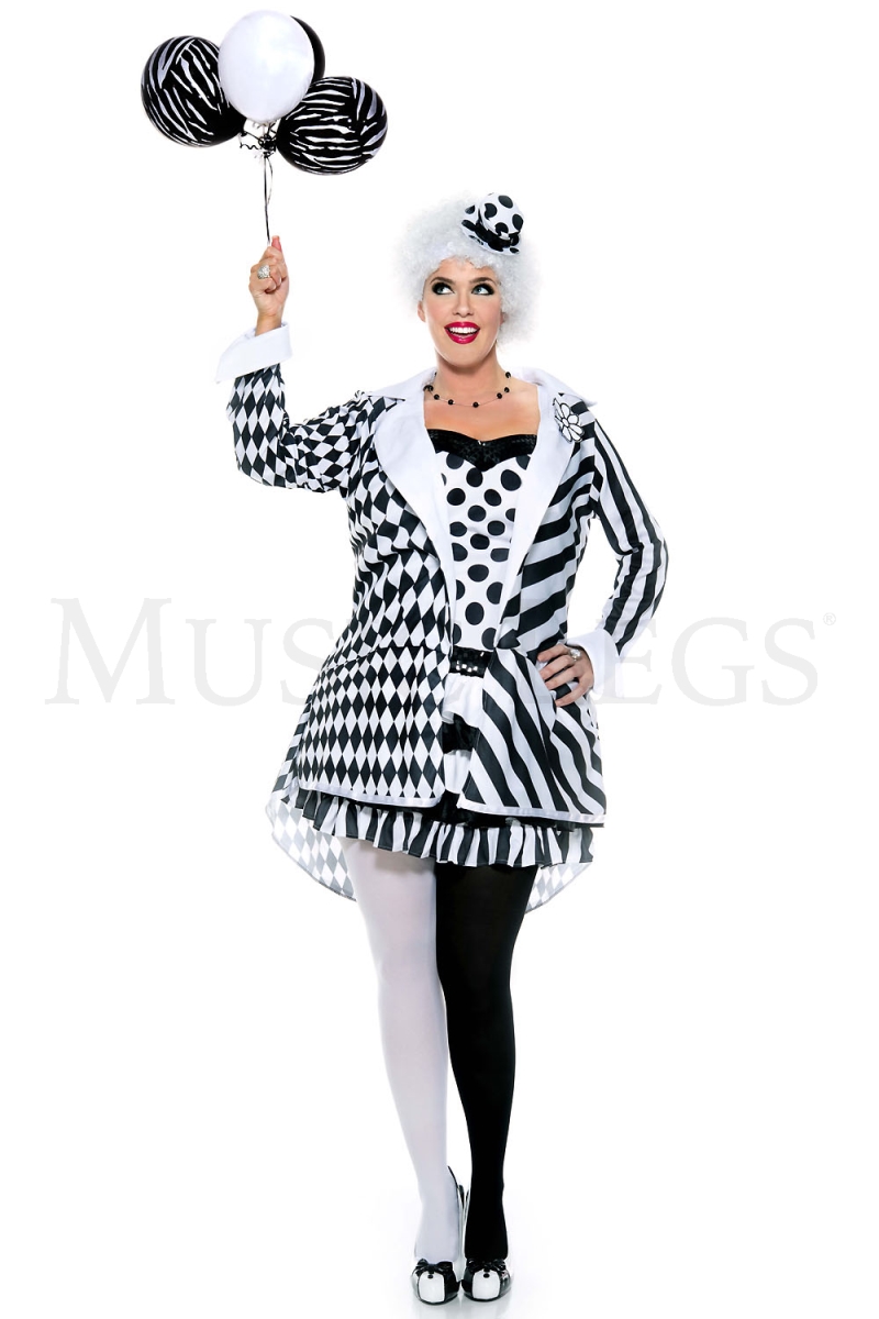 Picture of Sky Hosiery 70639Q-3X4X Circus Damned Adult Costume&#44; Black & White - 3X & 4X - 3 Piece