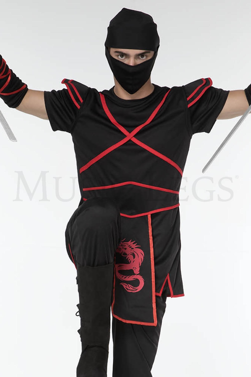 Picture of Sky Hosiery 76609-BLACK-RED-XL Ruthless Ninja Costume&#44; Black & Red - Extra Large - 5 Piece