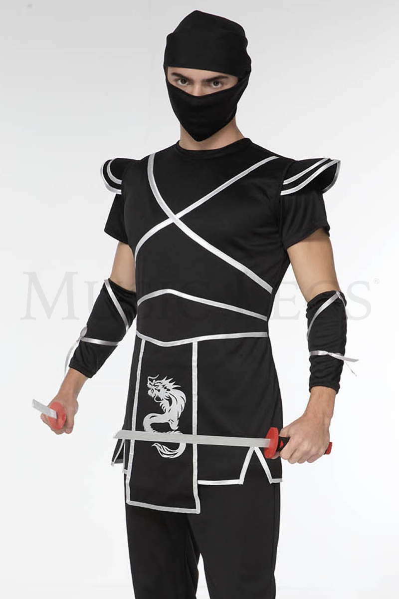 Picture of Sky Hosiery 76609-BLACKSILVER-XL Ruthless Ninja Costume&#44; Black & Silver - Extra Large - 5 Piece
