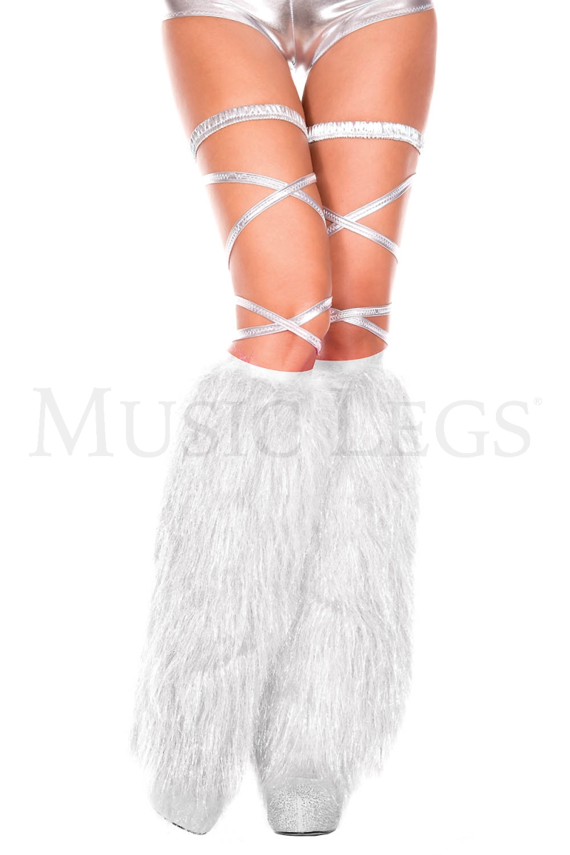 Picture of Sky Hosiery 5536-WHITE Furry Lurex Leg Warmers&#44; White - One Size