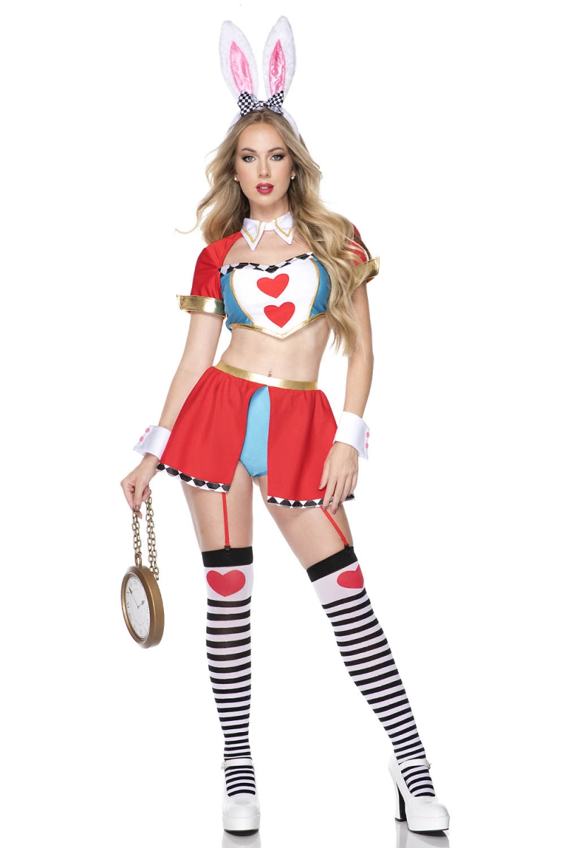 71170-SM Womens Rabbit Wonderland Costume, Multi Color - Small & Medium - 5 Piece