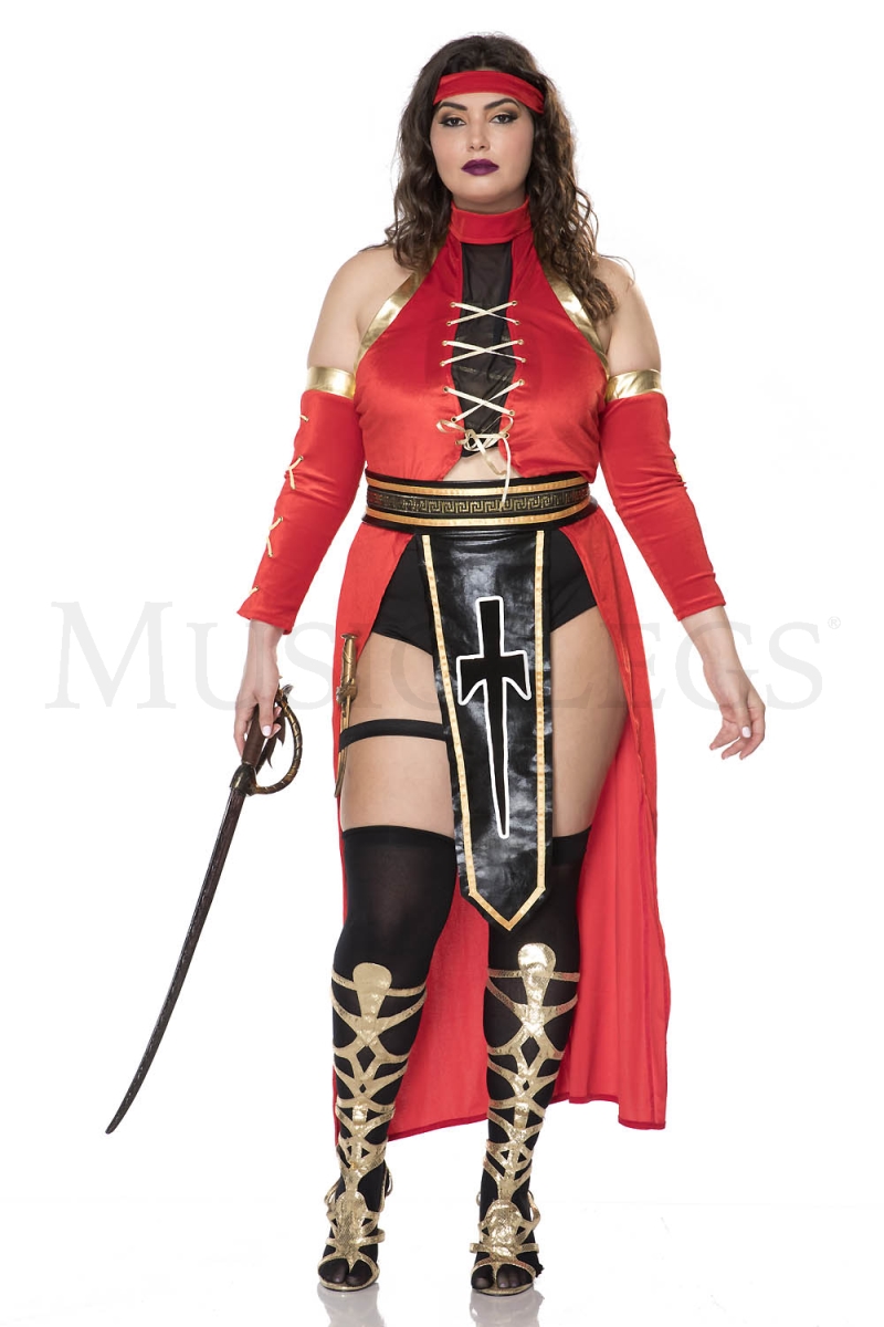 71180Q-3X-4X Womens Ancient Warrior Costume, Multi Color - 3X & 4X - 6 Piece