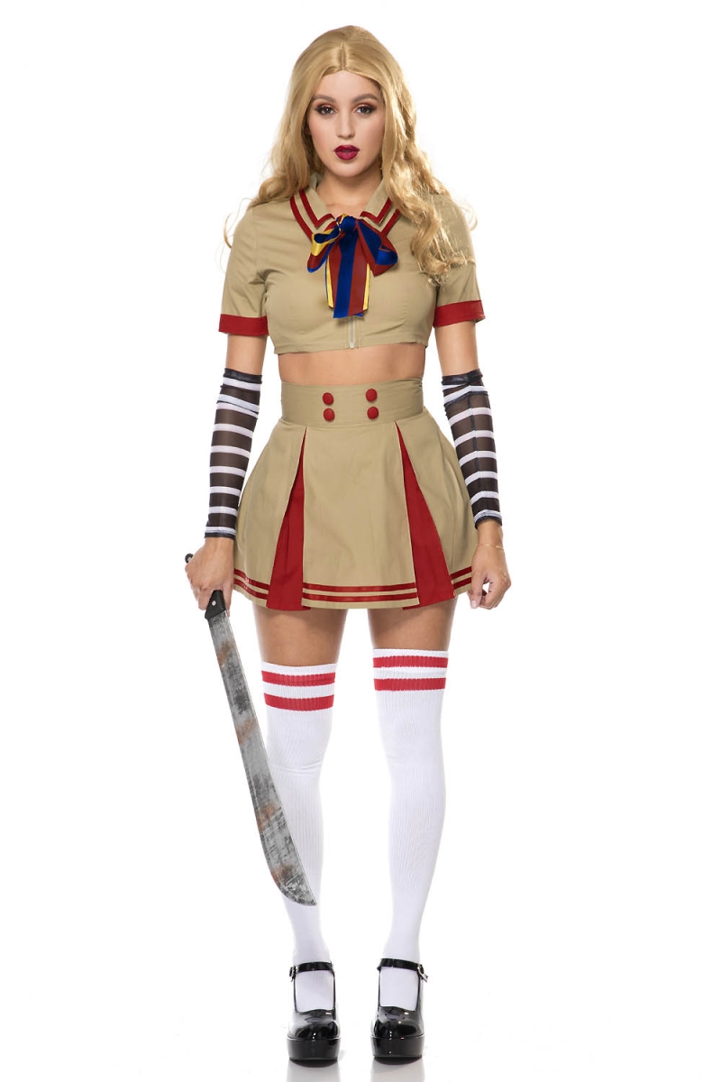 71178-SM Womens Robotic Doll Killer Costume, Multi Color - Small & Medium - 4 Piece
