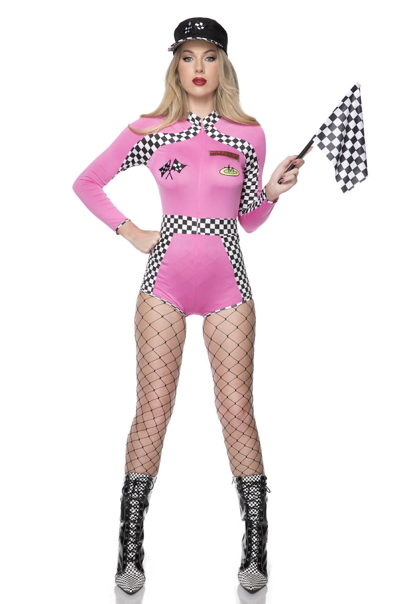 71165-SM Womens Racer Babe Costume, Pink - Small & Medium - 3 Piece