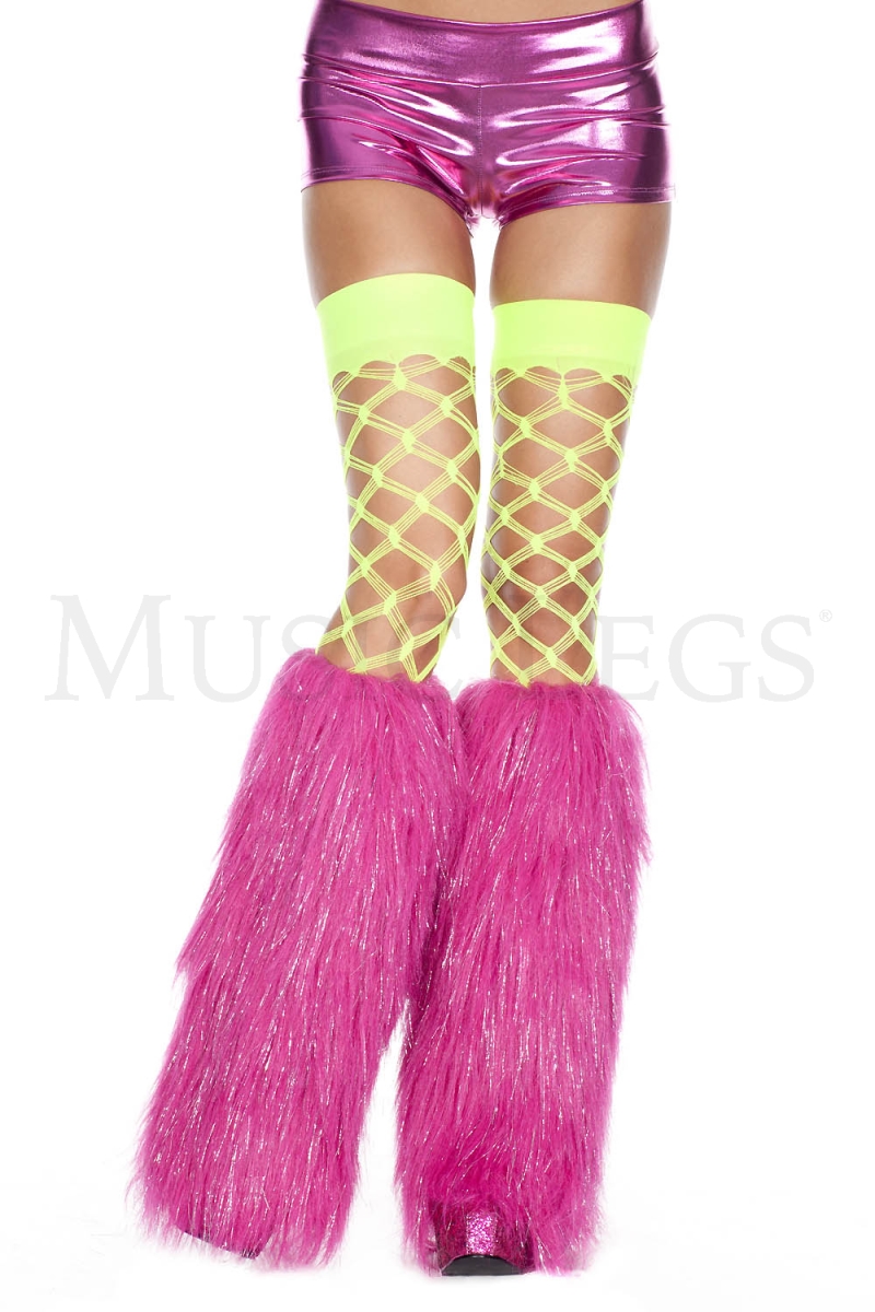 Picture of Sky Hosiery 5536-NEON PINK Womens Furry Lurex Leg Warmers&#44; Neon Pink - One Size