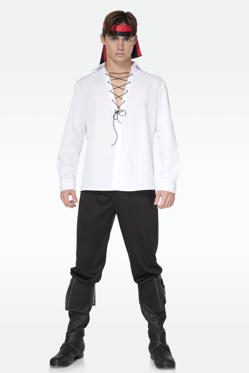 76611-WHITE-L First Mate Pirate Costume, White - Large - 3 Piece