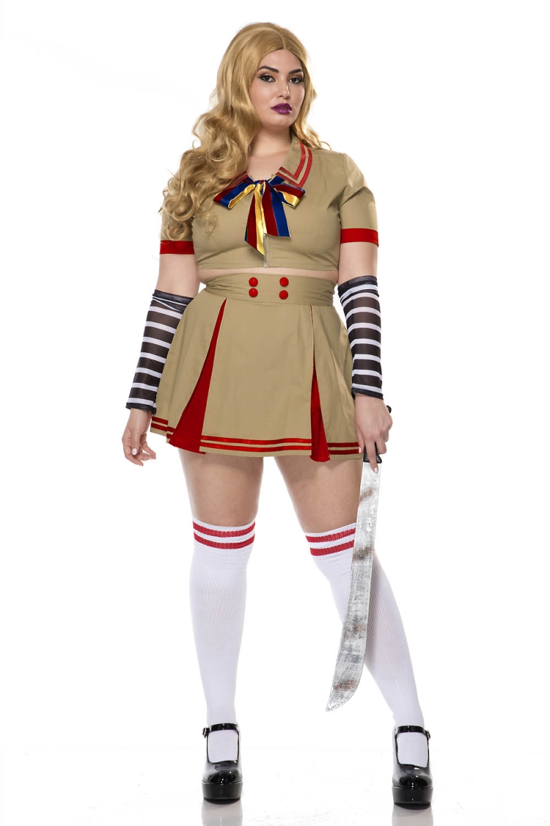 71178Q-1X-2X Womens Robotic Doll Killer Costume, Multi Color - 1X & 2X - 4 Piece