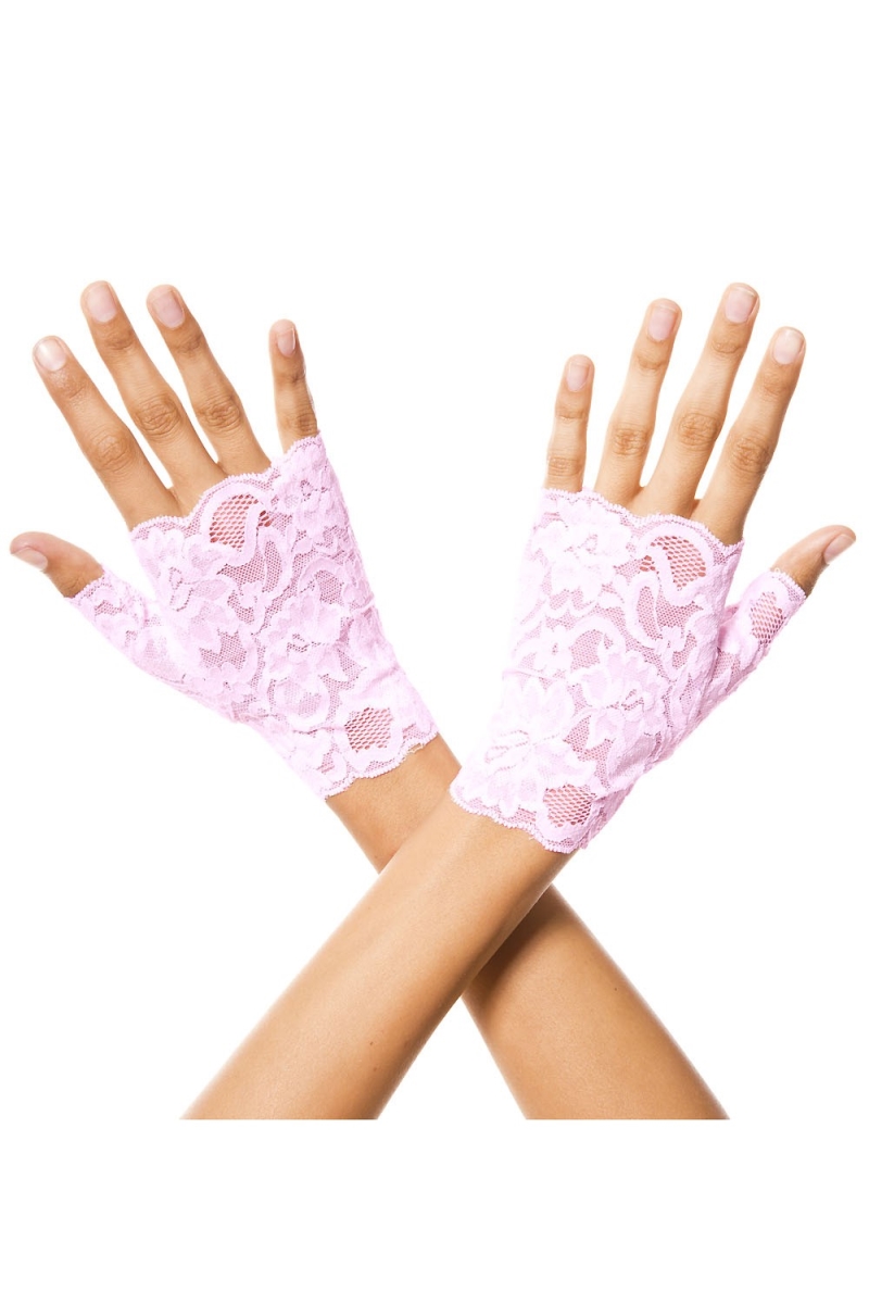 Picture of Music Legs 416-BABYPINK Lace Fingerless Gloves, Baby Pink