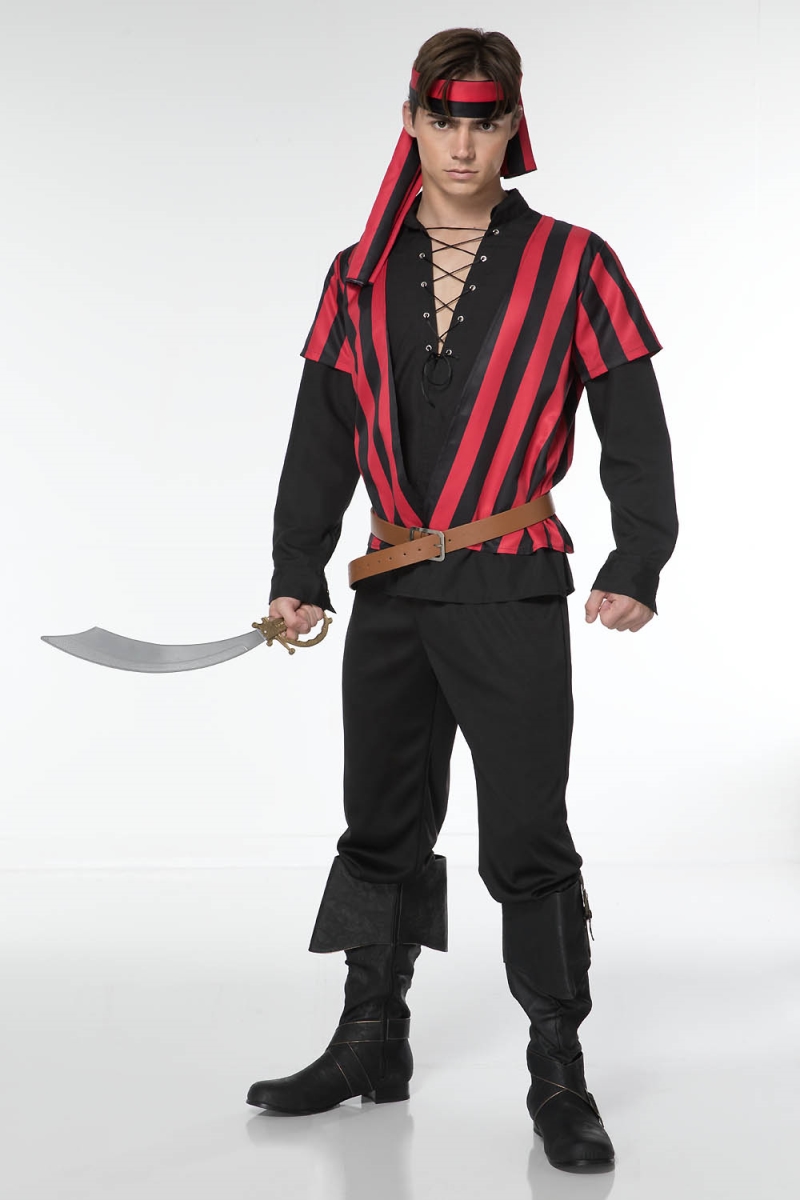 Picture of Sky Hosiery 76610-M Mad Pirate Costume&#44; Black & Red - Medium - 4 Piece