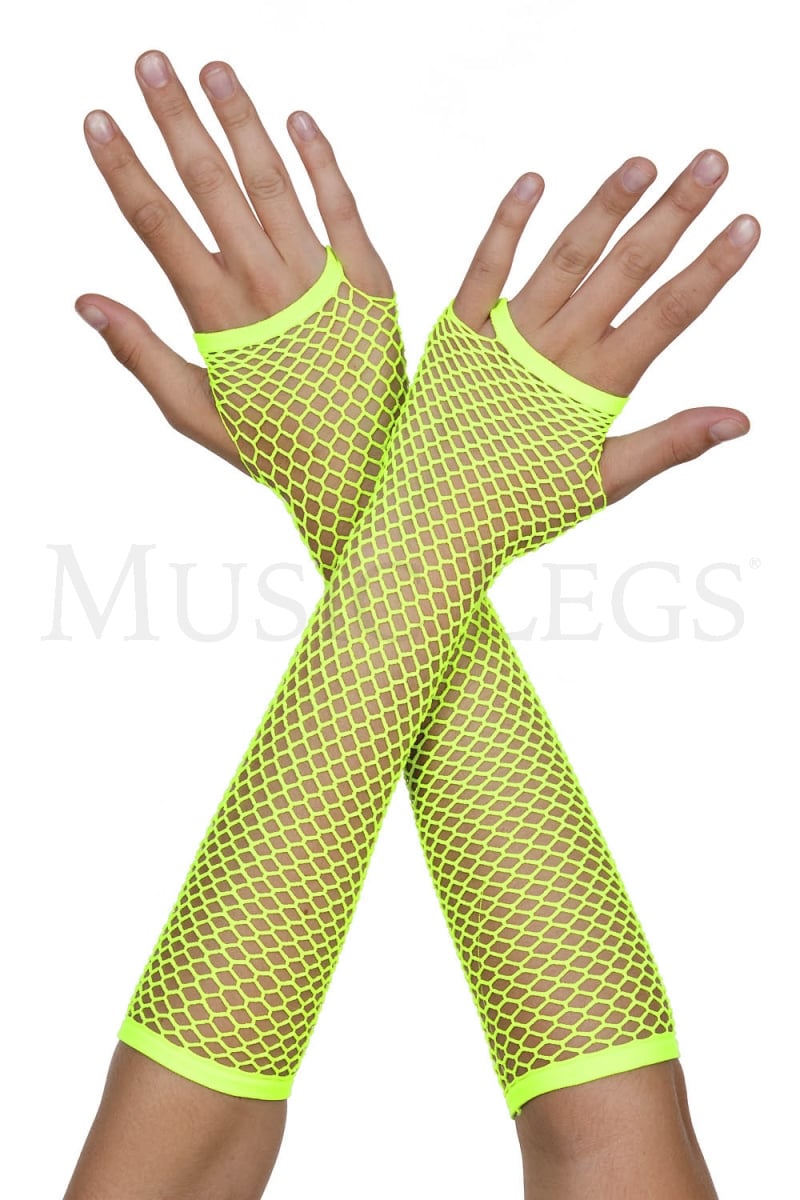 415-NEON GREEN Thick Mini Diamond Net Arm Warmer, Neon Green