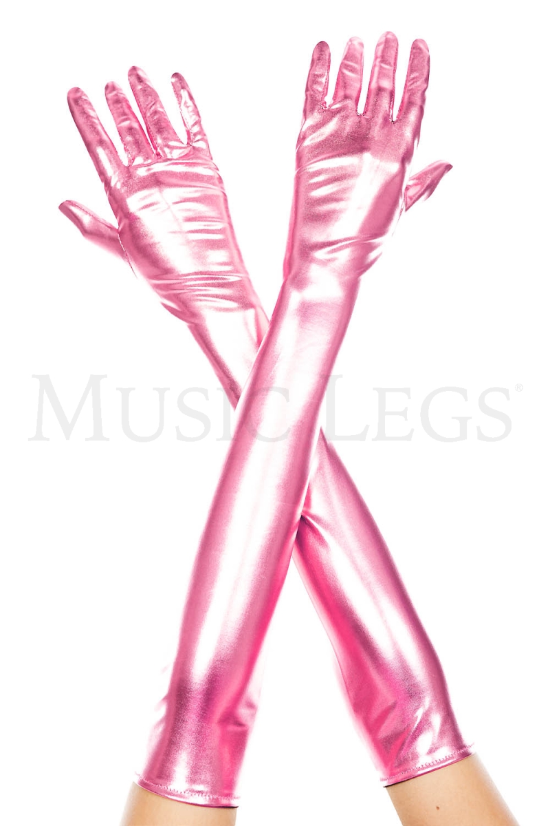 457-DOLL PINK Extra Long Metallic Gloves, Doll Pink