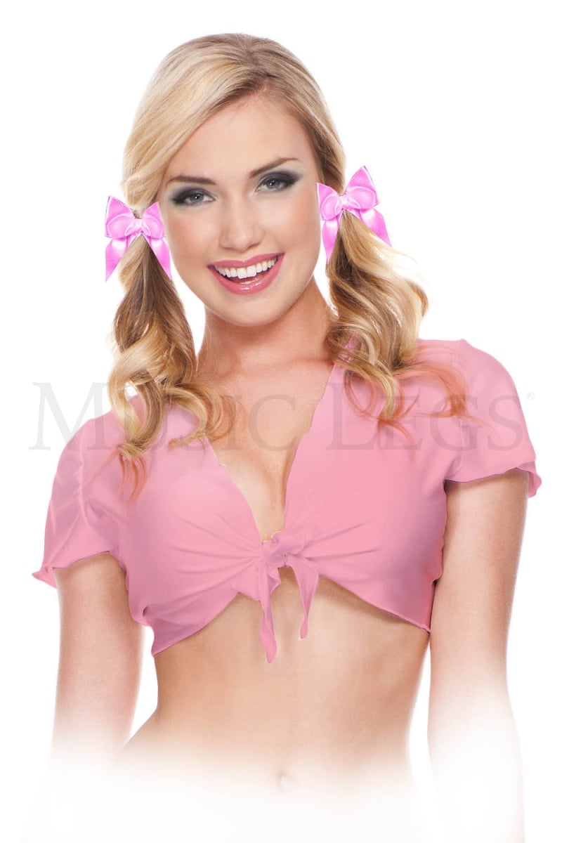 25076-DOLLPINKM-L Womens Tie Front Top Costumes, Doll Pink - Medium & Large