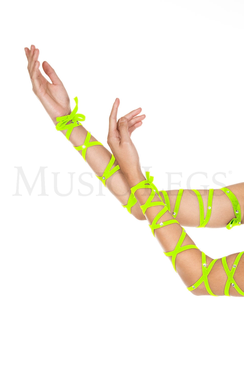 Picture of Sky Hosiery 34006-NEONGREEN Rhinestones Arm Wraps&#44; Neon Green