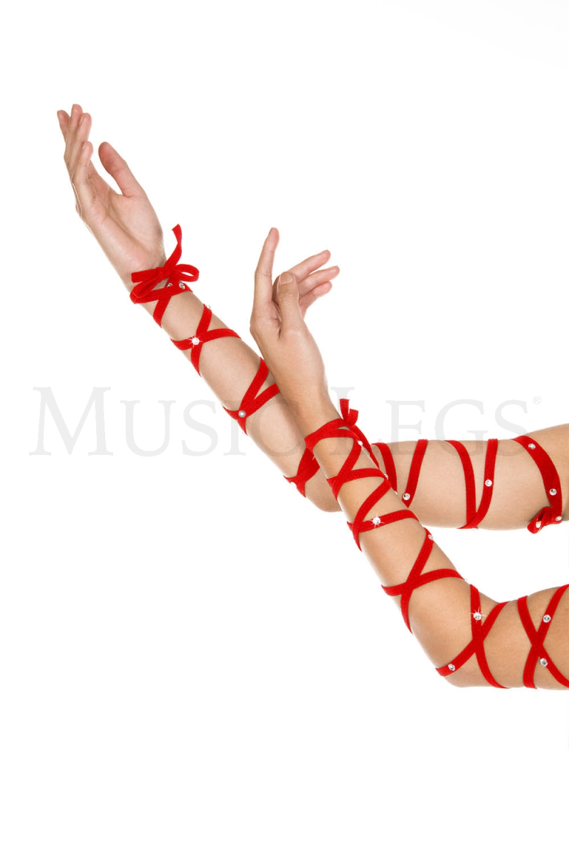 Picture of Sky Hosiery 34006-RED Rhinestones Arm Wraps&#44; Red