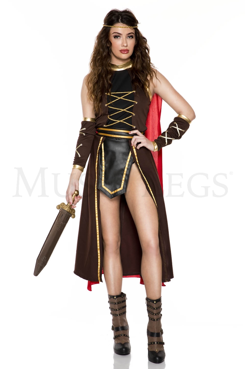 71096-ML Womens Ruthless Warrior Costume, Black & Yellow - Medium & Large - 4 Piece
