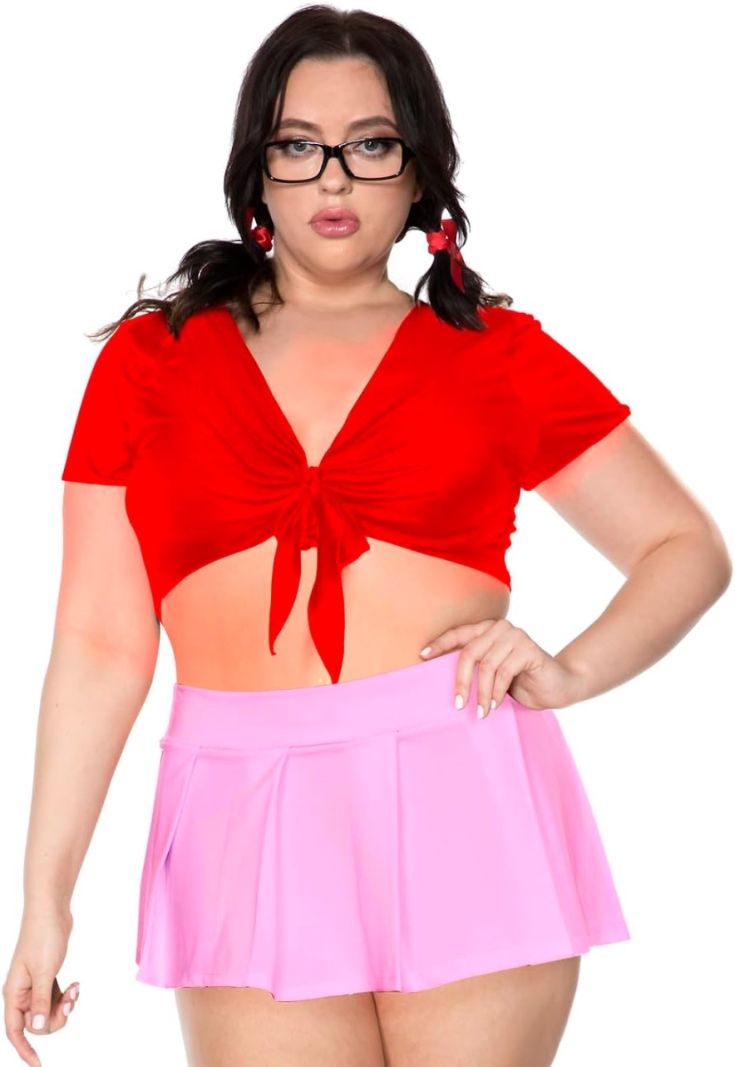 25076Q-RED-3X-4X Womens Tie Front Top Costumes, Red - 3X & 4X