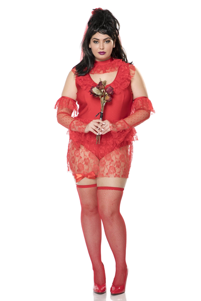 71173Q-1X-2X, Beetle Wedding Bride Costume, Red - 1X & 2X - 5 Piece