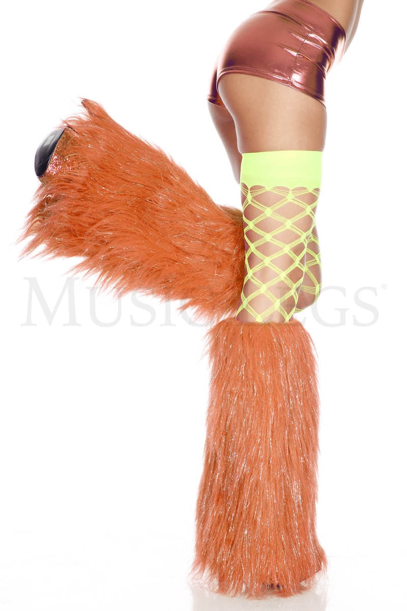 Picture of Sky Hosiery 5536-NEON ORANGE Furry Lurex Leg Warmers&#44; Neon Orange - One Size