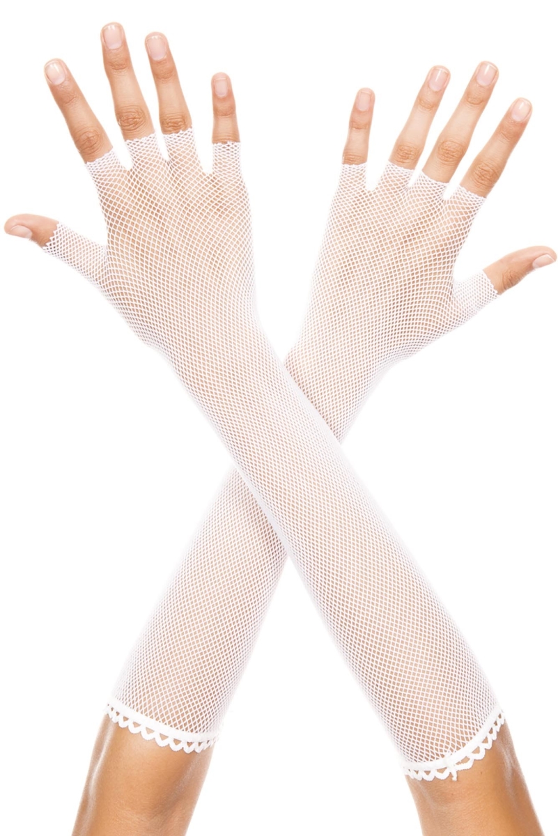 Picture of Music Legs 412-WHITE Fingerless Fishnet Warmer&#44; White
