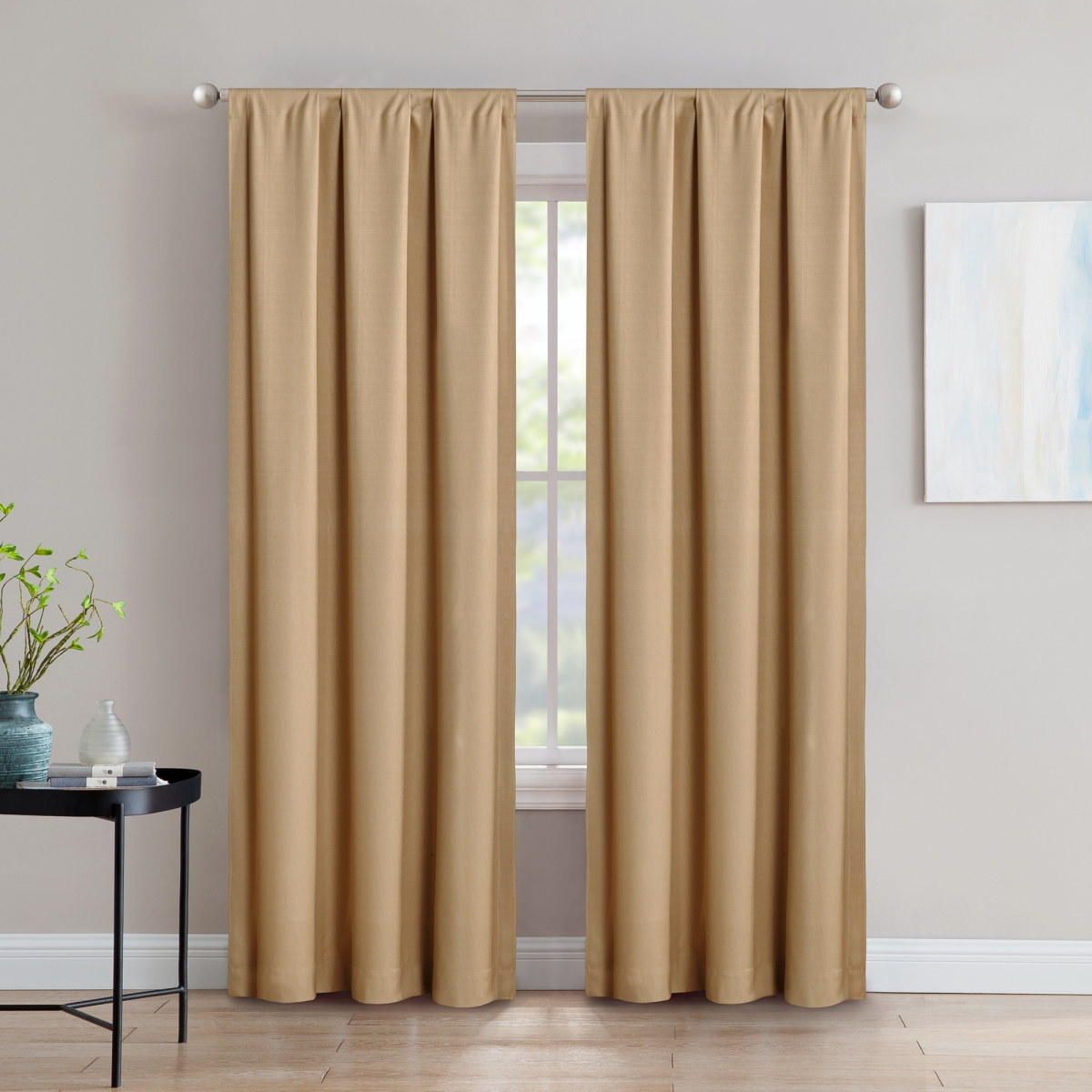 Sun+Block Foam Back Blackout Rod Pocket Curtain Panel Pair 42"x84"