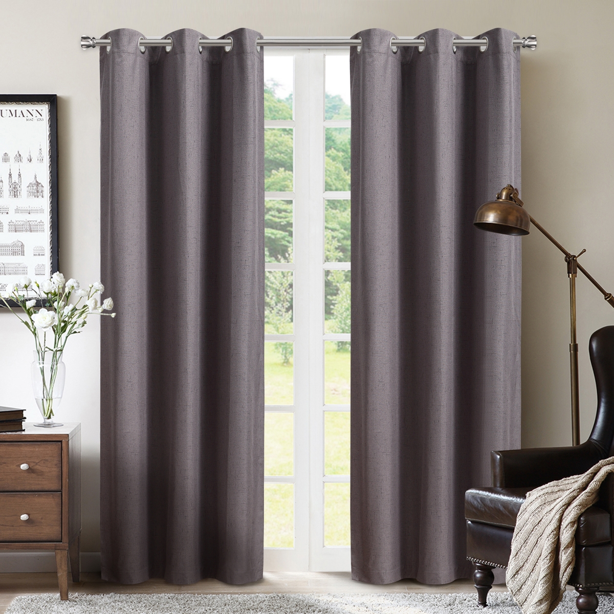 Sun+Block Foam Back Blackout Grommet Curtain Panel Pair 42"x84"